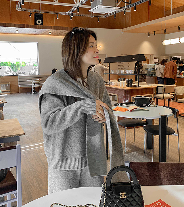 Conti shawl knit pants 3 piece set