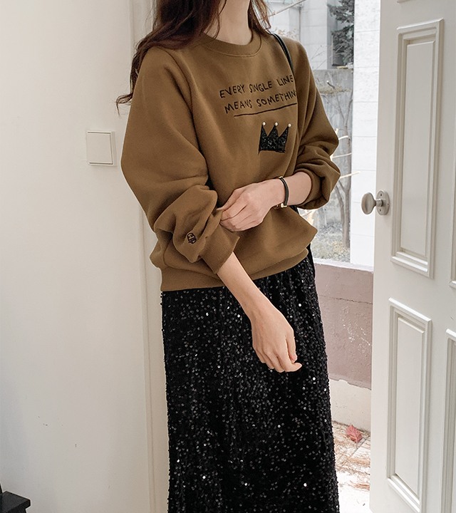 Crown fleece man-to-man tee