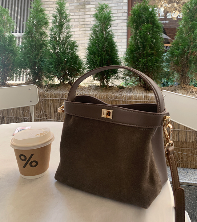 Square Suede Tote Crossbody Bag