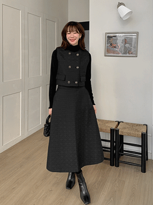Quilted Vest Skirt Set