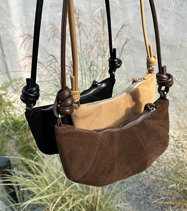 Suede crescent crossbody bag