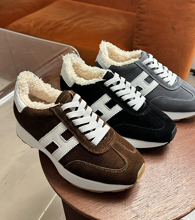 Height Increasing Suede Fur Sneakers 