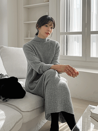High neck knit one piece