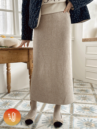 Mink fur H-line long knit skirt