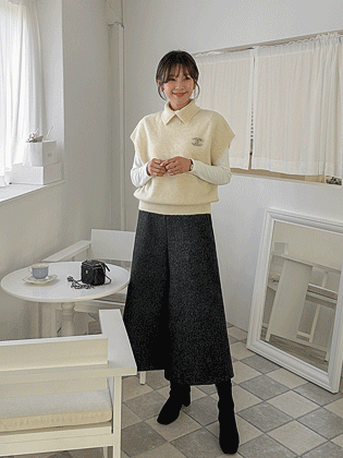 High neck collar knit vest 