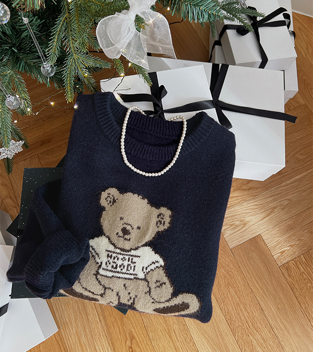 Bear Round Neck Knit T-Shirt