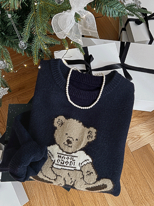 Bear Round Neck Knit T-Shirt 