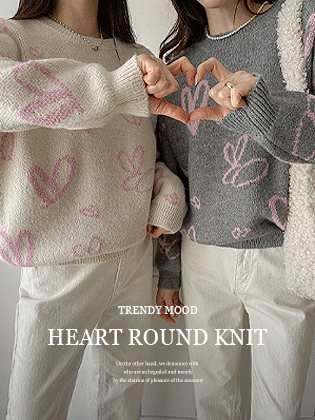 Pink Heart Round Knit