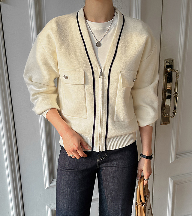 Saint Line Zip Up Cardigan