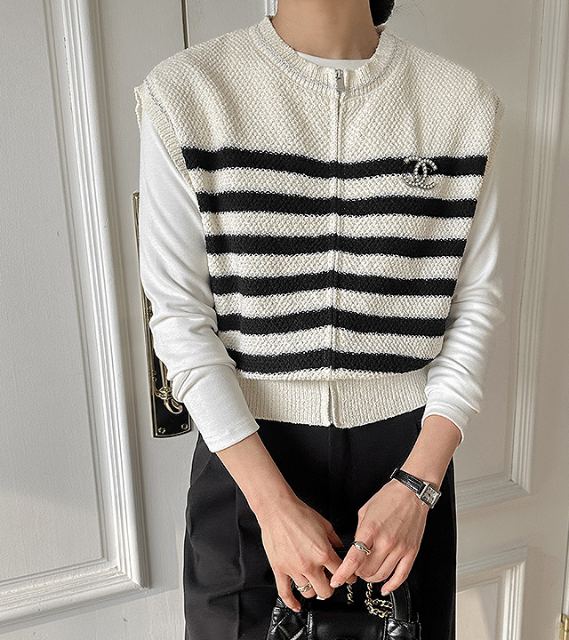 Cuckoo Stripe Knit Vest