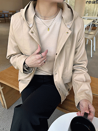 Jane hooded color-block leather jacket