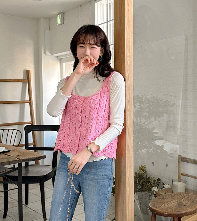 Popcorn Bocashi Knit Bustier
