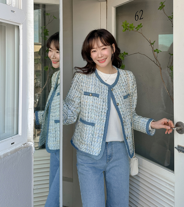 Croffle Tweed No Collar Jacket