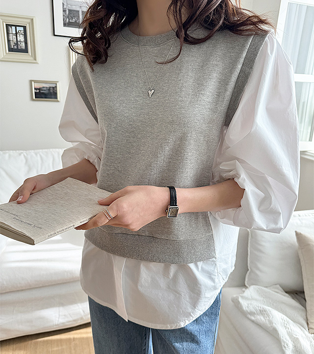 Annuel Puff Color Block Blouse