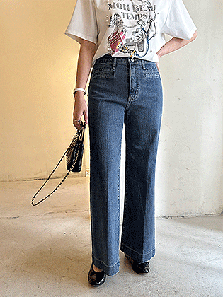 Lip pocket bootcut denim pants