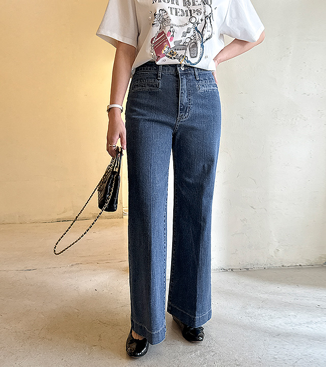 Lip pocket bootcut denim pants