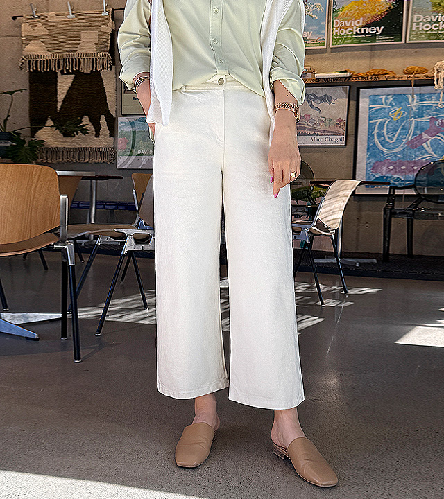 Spring semi-wide cotton pants