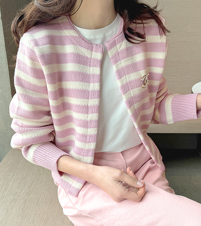 Flat Stripe Knit Cardigan
