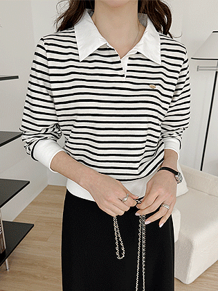 Striped collar man to man