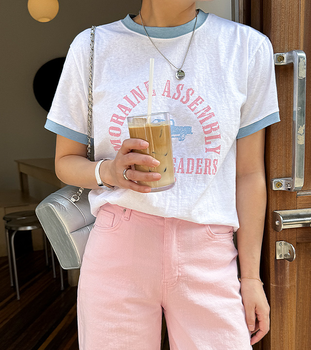 Moraine color combination T-shirt 
