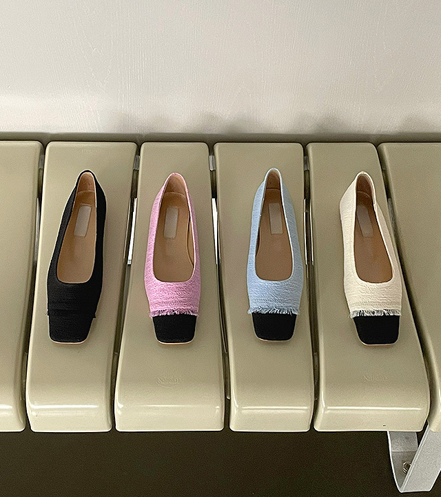 Square toe tweed flats