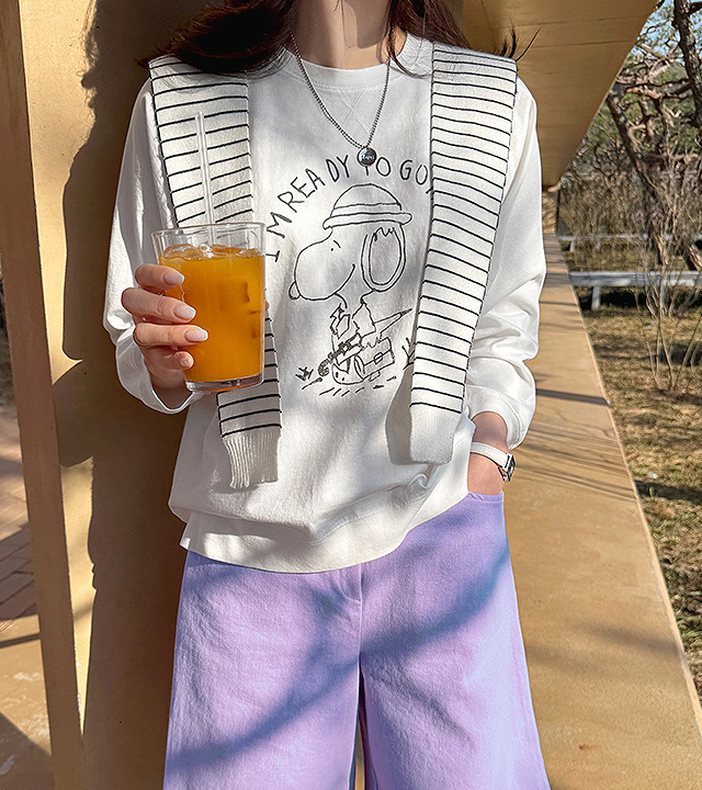 Snoopy Print Raglan Tee
