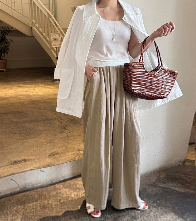 Dressy pintuck wide pants