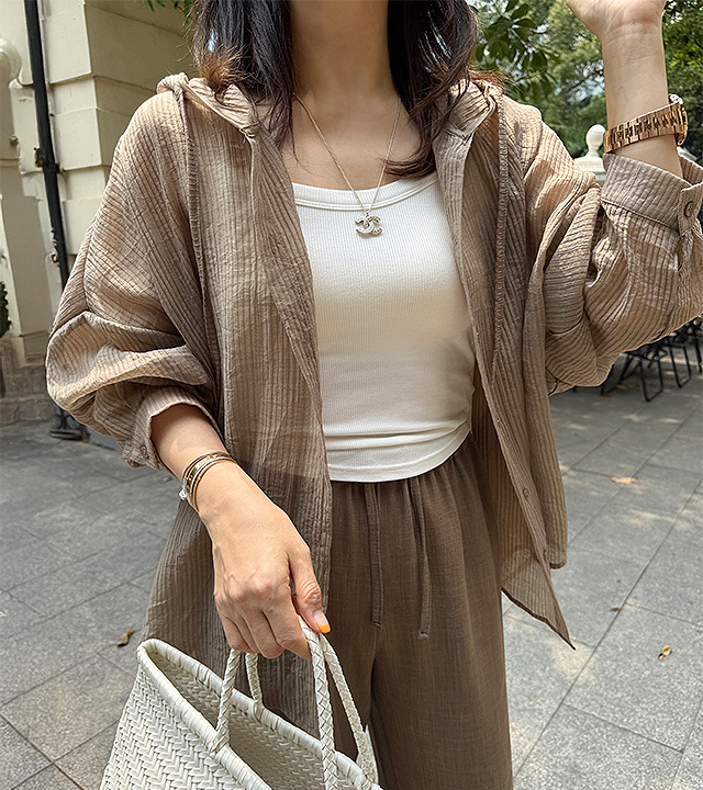 [MADE] Cape Tencel Hooded Shirt