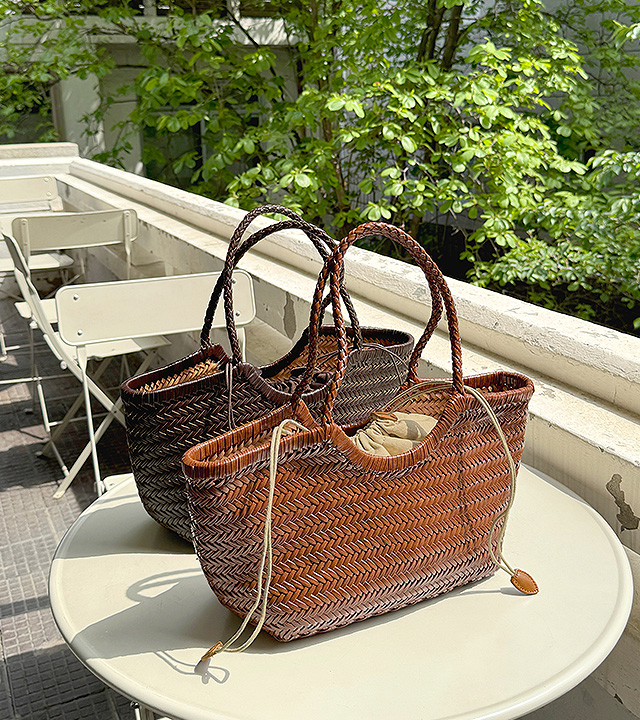 [Poyongbaek] Leather weaving bag