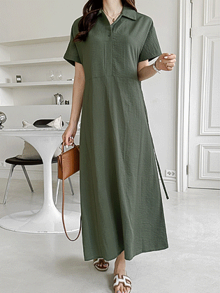 Laurent open collar long dress