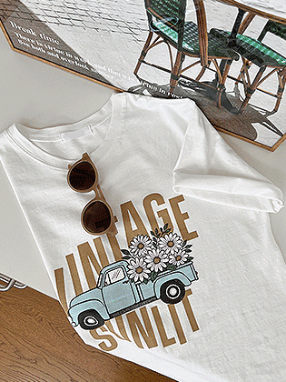 Old car printing short sleeve tee