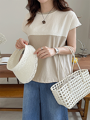 Half and Half Color String Tee