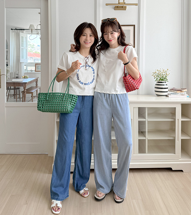 COOL TENCEL STRING DENIM PANTS