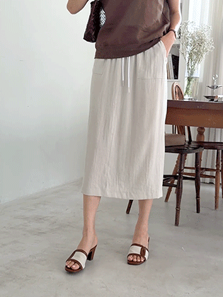 Linen Dobby H-Line Skirt