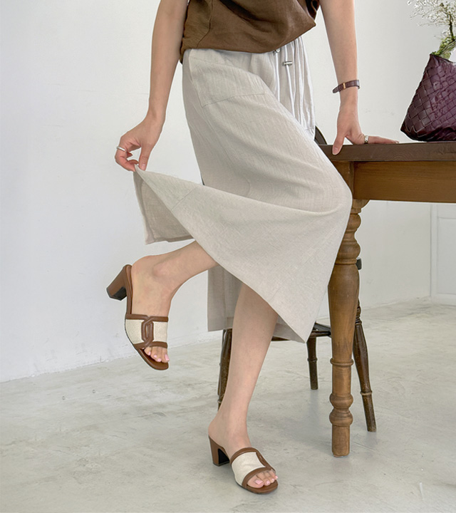 Linen Dobby H-Line Skirt