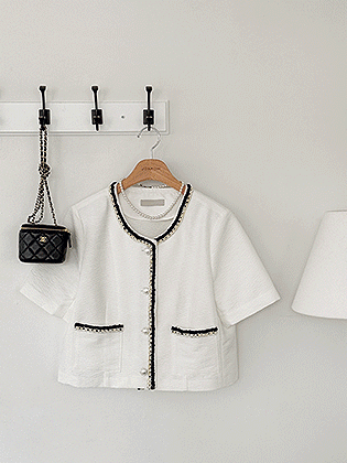 Trimming line short sleeve jacket