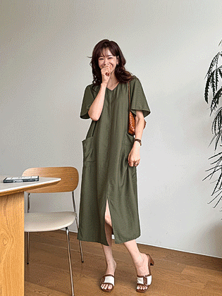 Cold V-neck Long One Piece