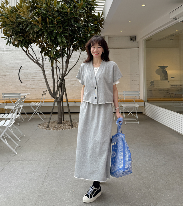 Low edge vest cardigan