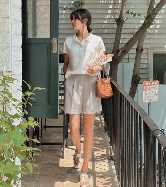 Chelly half-open collar blouse
