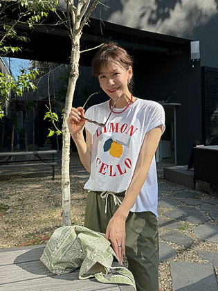 Lemon Cool Tension Cap Sleeve Tee