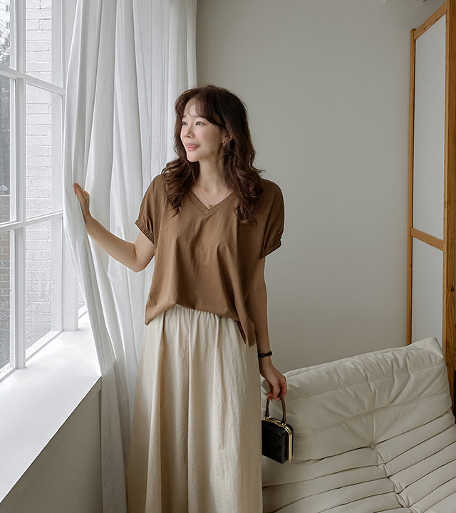 Silk sleeve banding tee 