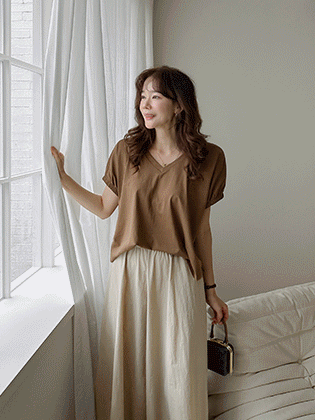 Silk sleeve banding tee 