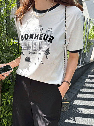 Line color printing short sleeve T-shirt