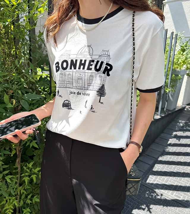 Line color printing short sleeve T-shirt