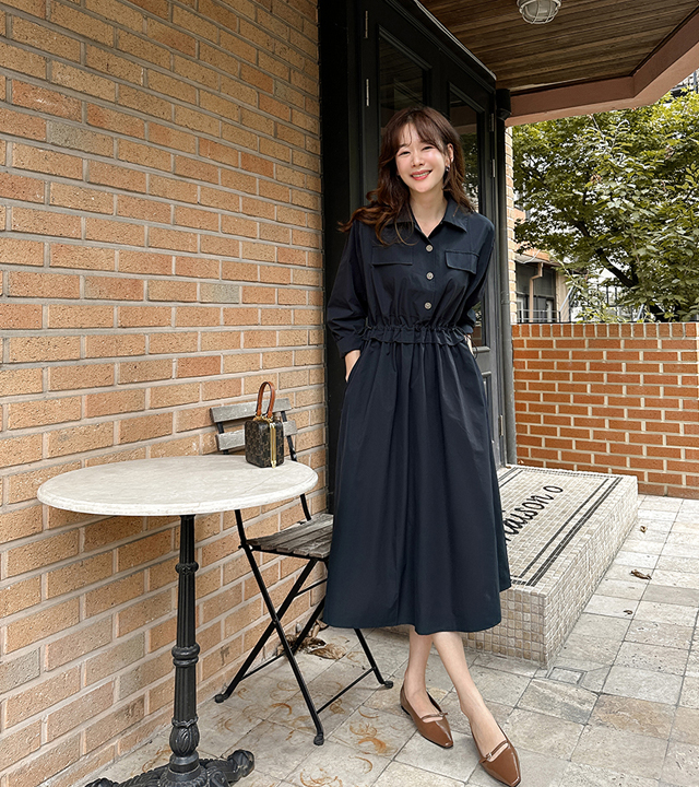 Silver button string one-piece