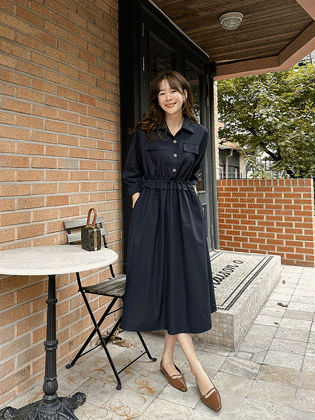 Silver button string one-piece