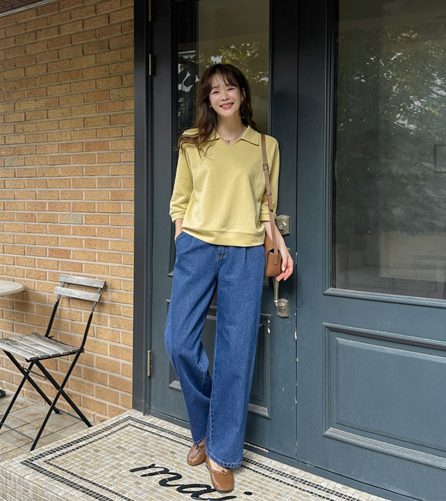 Barrel pintuck denim pants