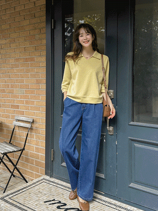 Barrel pintuck denim pants