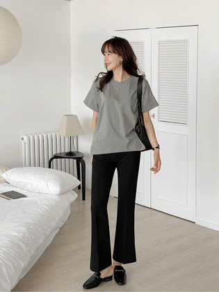 Sticky banding slit bootcut slacks