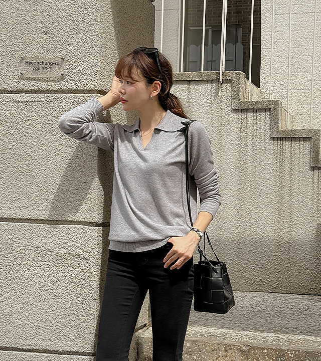 Formal open collar knit 